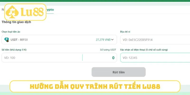 Hướng dẫn quy trình rút tiền LU88